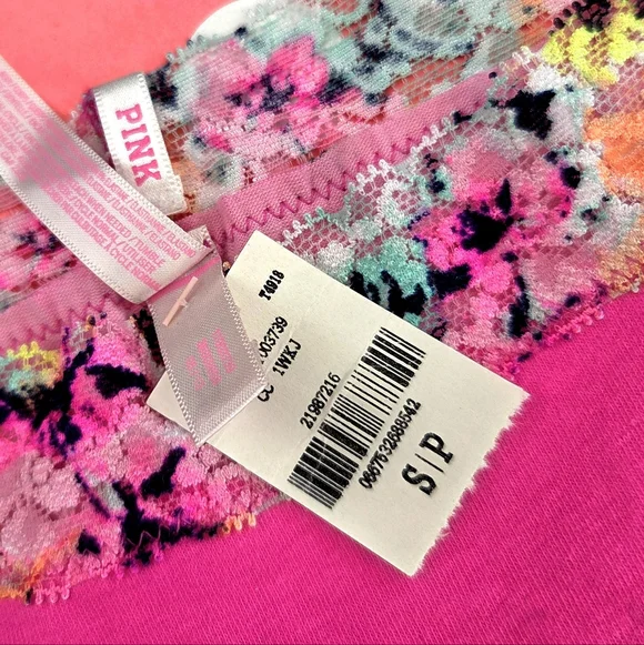 Victoria's Secret PINK VTG Extra Low Rise Cheeky Panty Rainbow Floral Lace NWT - Picture 11 of 13